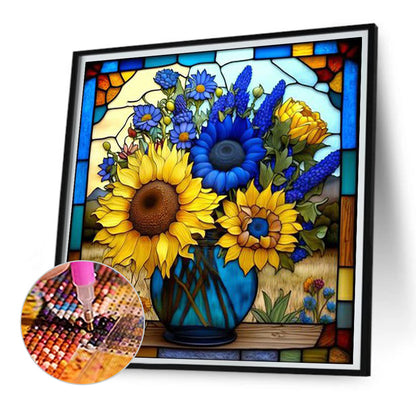 Sunflower Bushes Glass Painting - Full Square Drill Diamond Painting 35*35CM