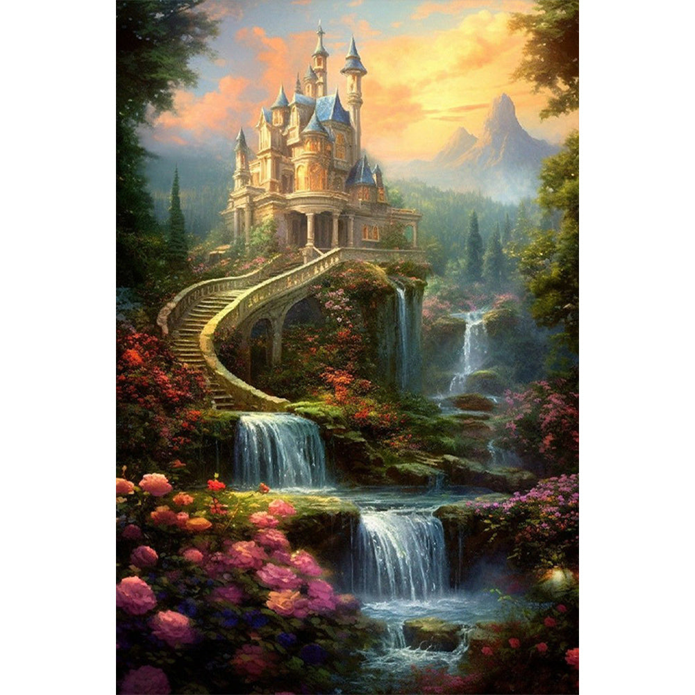 Castle In The Woods - Full Round Drill Diamond Painting 40*60CM