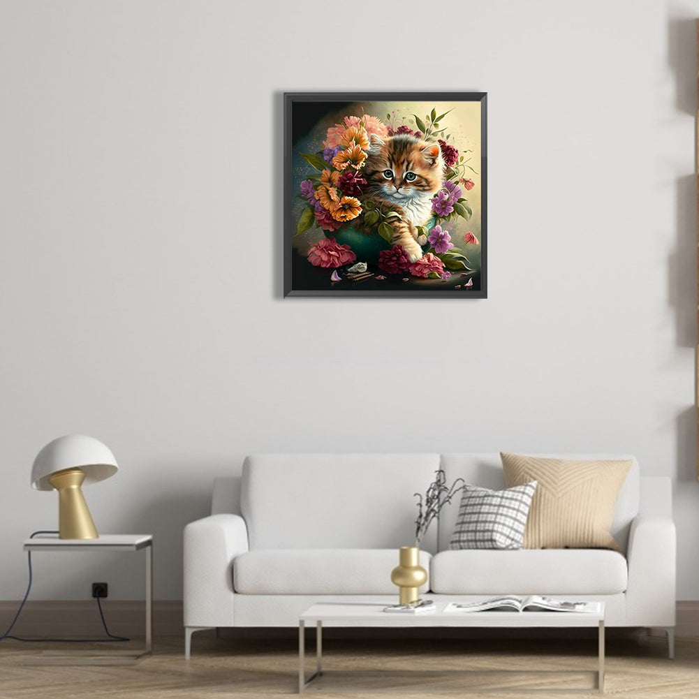 Hua Hua And Kitten - Full Round Drill Diamond Painting 30*30CM