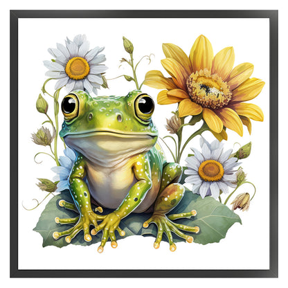 Flowers And Frogs - 18CT Stamped Cross Stitch 25*25CM