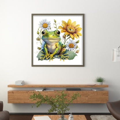 Flowers And Frogs - 18CT Stamped Cross Stitch 25*25CM