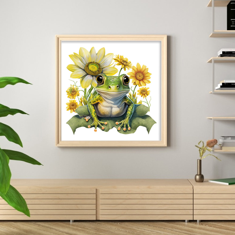 Flowers And Frogs - 18CT Stamped Cross Stitch 25*25CM