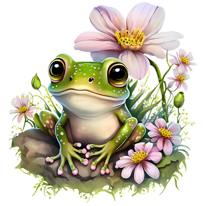 Flowers And Frogs - 18CT Stamped Cross Stitch 25*25CM