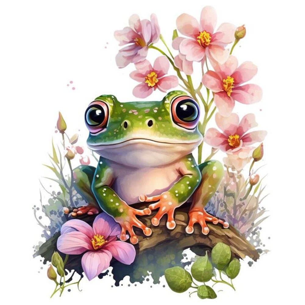 Flowers And Frogs - 18CT Stamped Cross Stitch 25*25CM