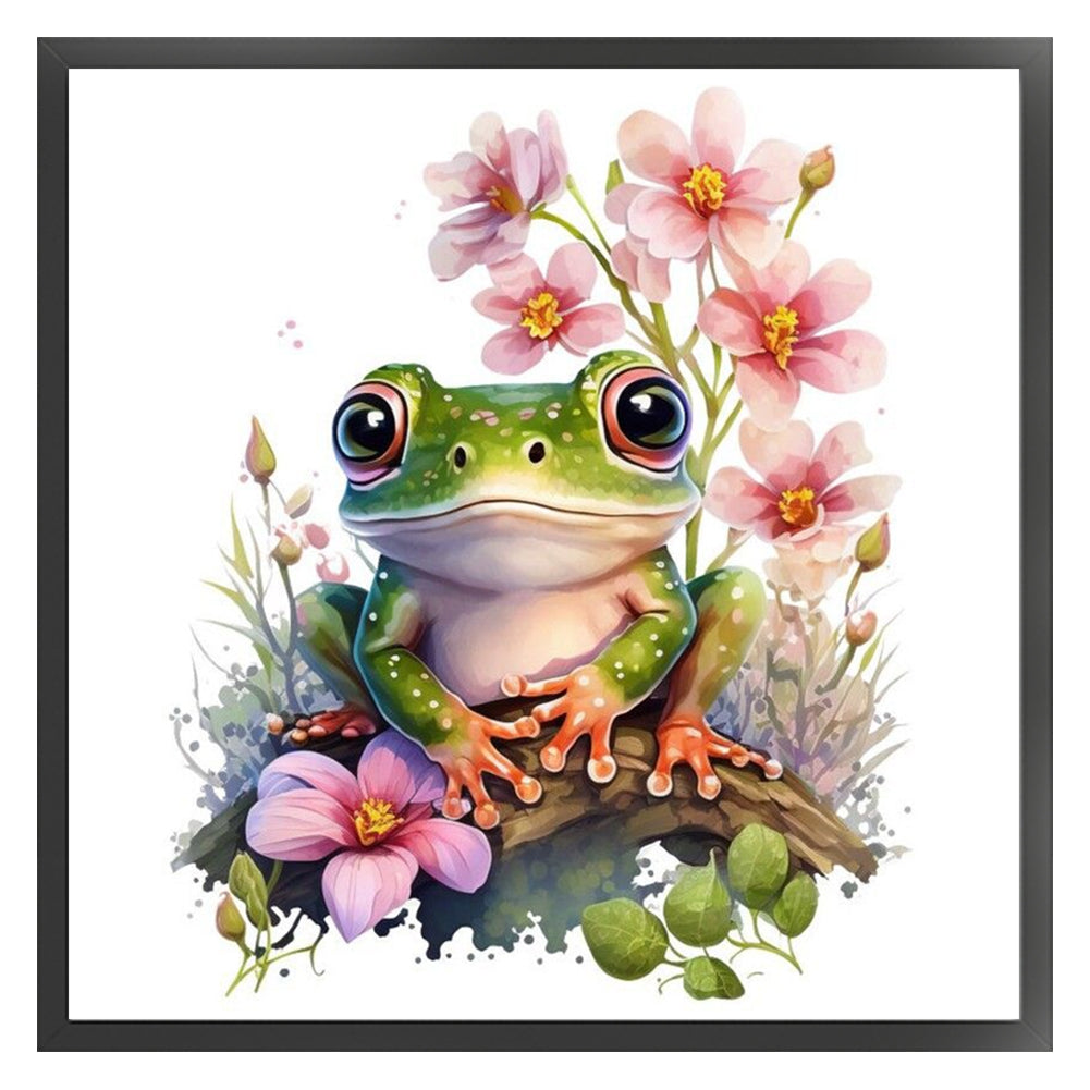 Flowers And Frogs - 18CT Stamped Cross Stitch 25*25CM