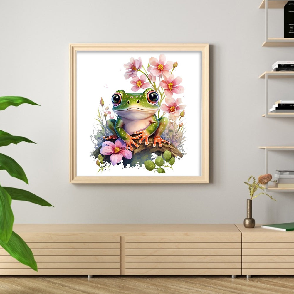 Flowers And Frogs - 18CT Stamped Cross Stitch 25*25CM