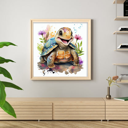 Turtle In Flowers - 18CT Stamped Cross Stitch 25*25CM