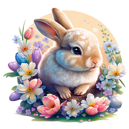 Rabbit In Flowers - 18CT Stamped Cross Stitch 25*25CM