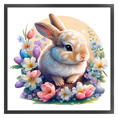 Rabbit In Flowers - 18CT Stamped Cross Stitch 25*25CM