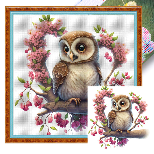 Owl On Tree Branch - 18CT Stamped Cross Stitch 25*25CM