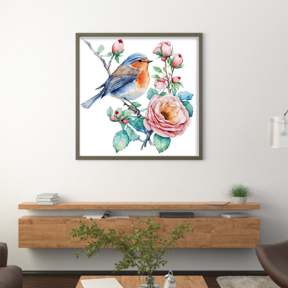 Flowers And Birds - 18CT Stamped Cross Stitch 20*20CM