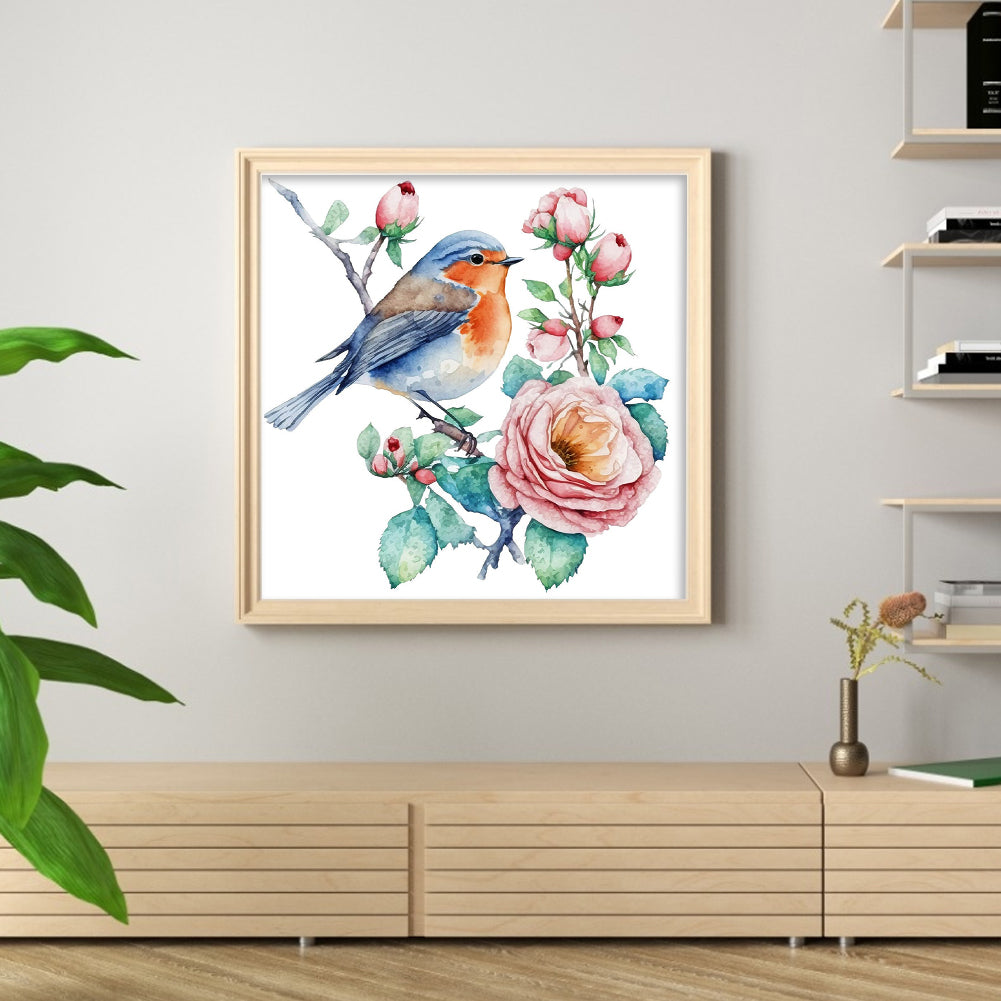 Flowers And Birds - 18CT Stamped Cross Stitch 20*20CM