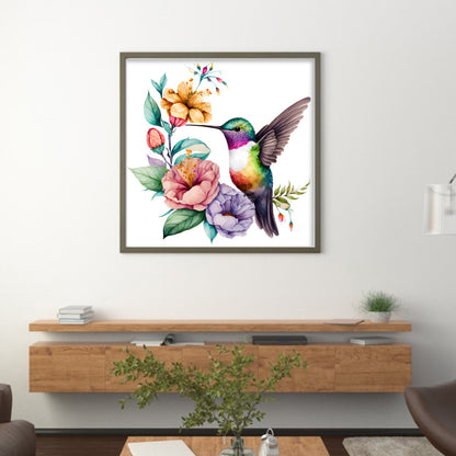 Flowers And Hummingbirds - 18CT Stamped Cross Stitch 20*20CM