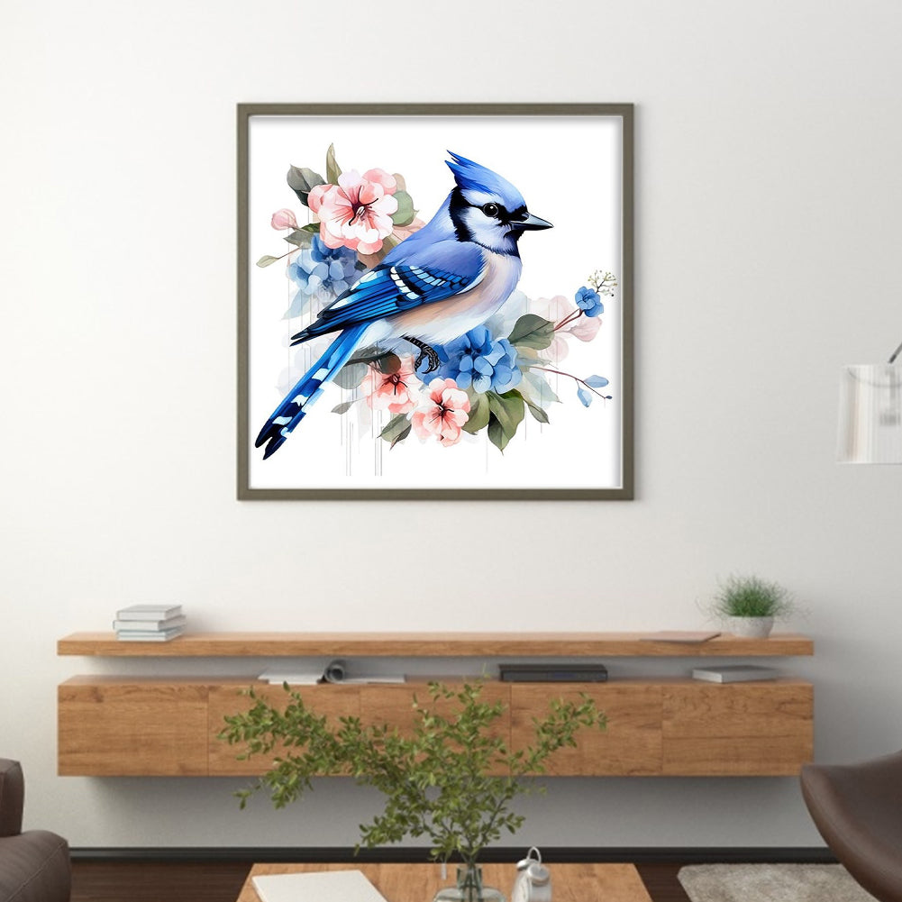 Flowers And Bluebirds - 18CT Stamped Cross Stitch 20*20CM