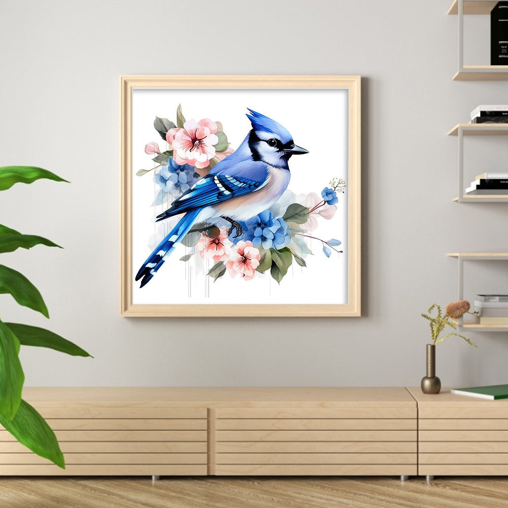 Flowers And Bluebirds - 18CT Stamped Cross Stitch 20*20CM