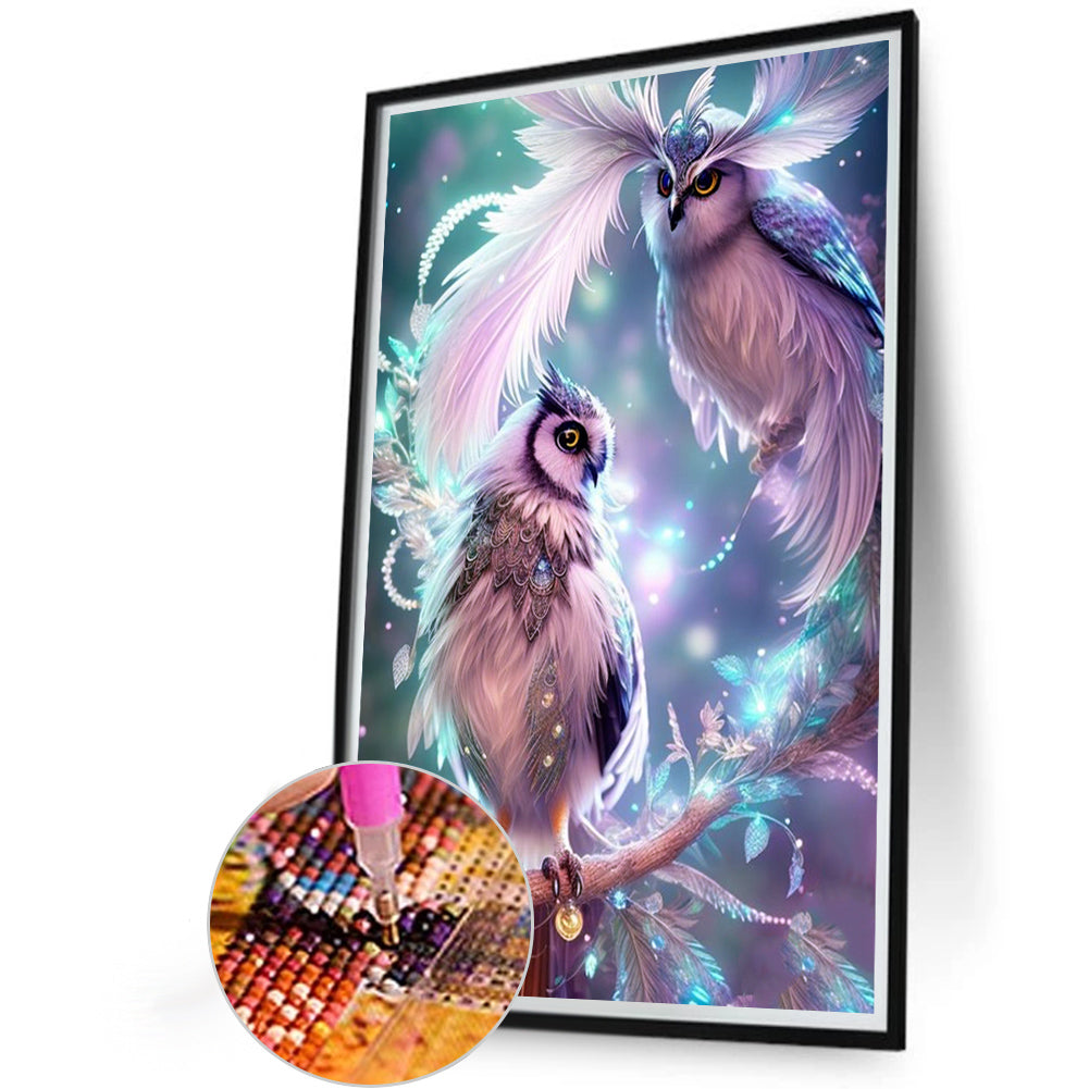Long-Browed Owl - Full AB Round Drill Diamond Painting 40*60CM