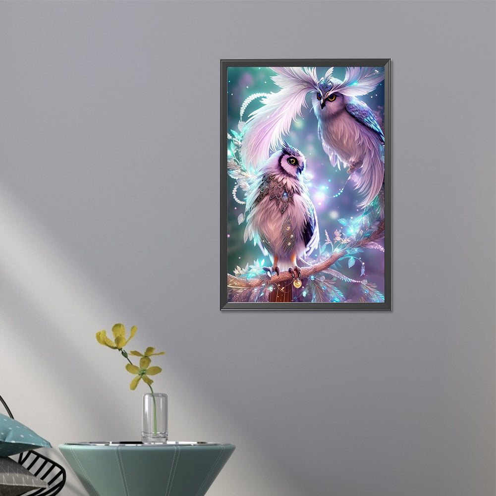 Long-Browed Owl - Full AB Round Drill Diamond Painting 40*60CM
