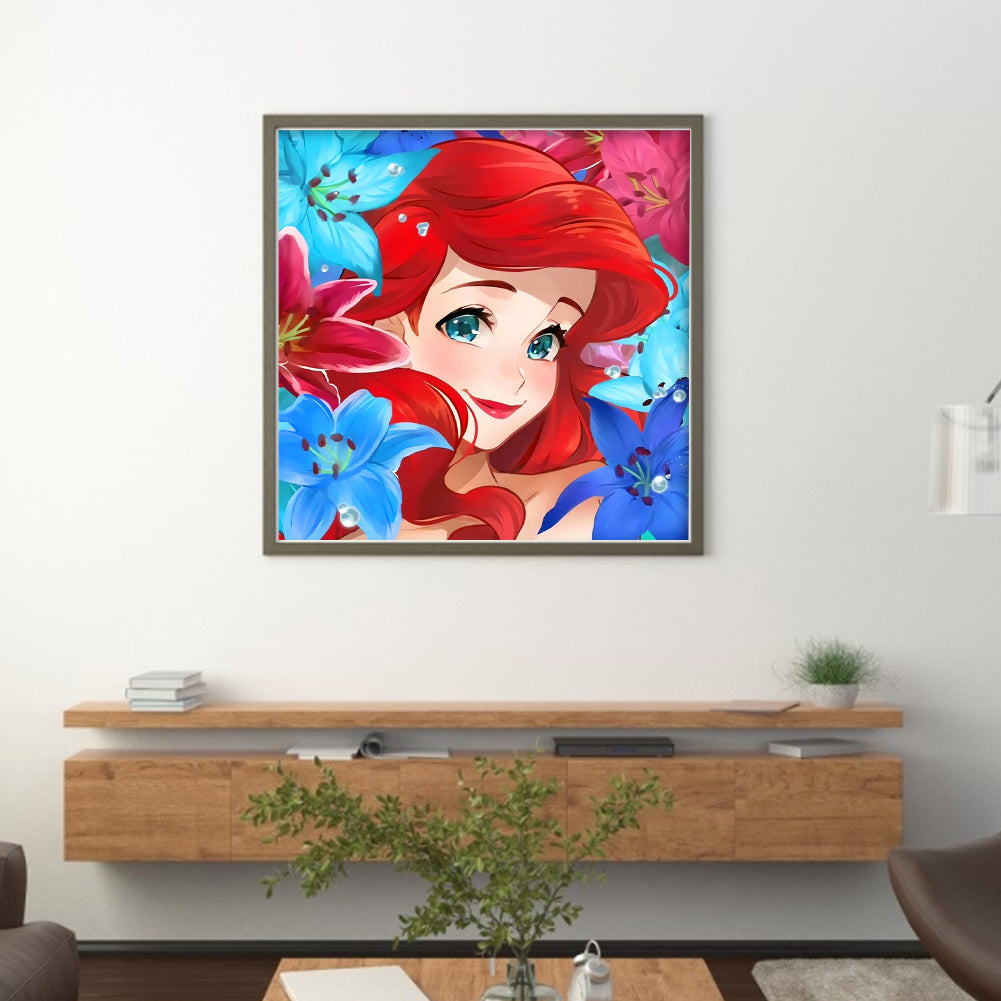 Disney-Mermaid Princess Ariel - 11CT Stamped Cross Stitch 50*50CM