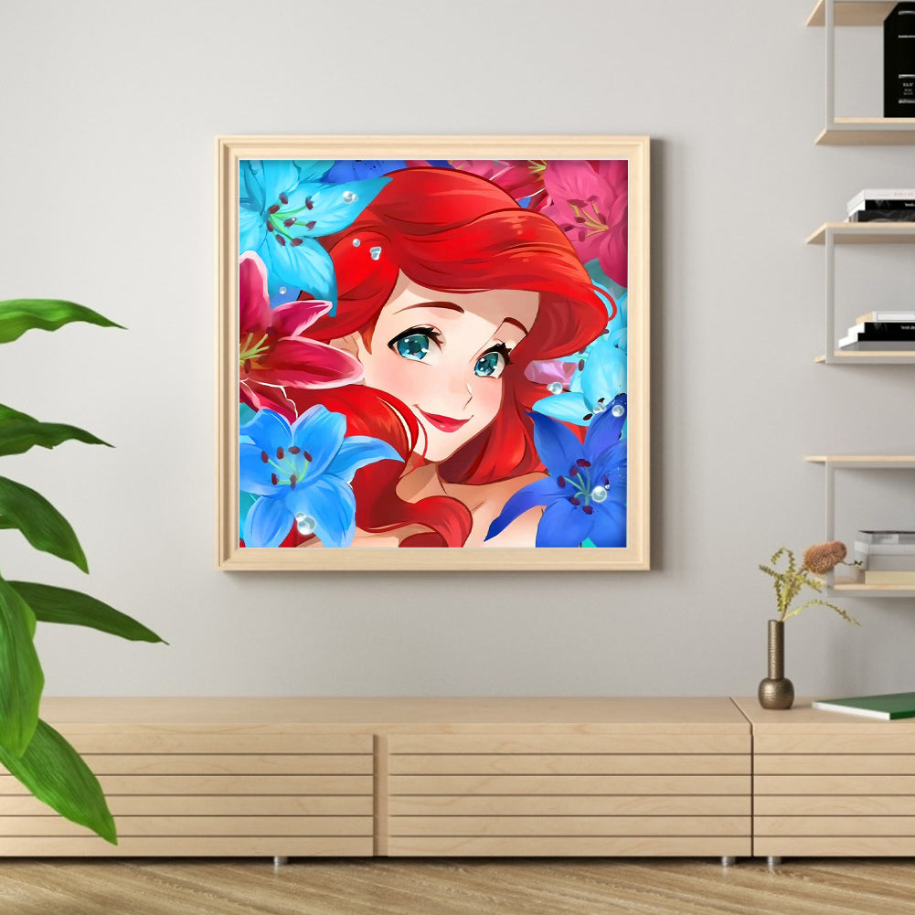 Disney-Mermaid Princess Ariel - 11CT Stamped Cross Stitch 50*50CM