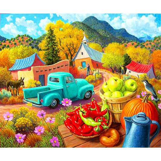 Outdoor Autumn Scene - Full Round Drill Diamond Painting 60*50CM