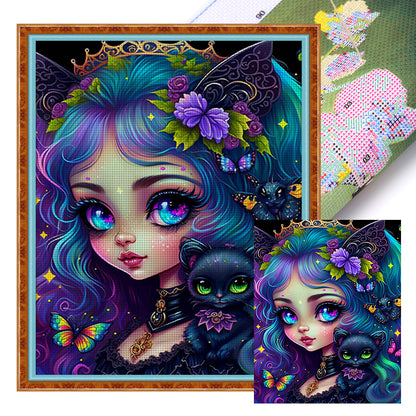 Butterfly Big Eyes Girl - 11CT Stamped Cross Stitch 40*50CM