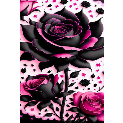 Black Pink Rose - 11CT Stamped Cross Stitch 40*60CM