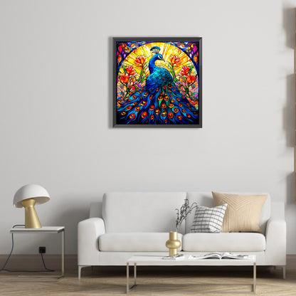 Glass Painting Colorful Peacock - Full Round Drill Diamond Painting 50*50CM