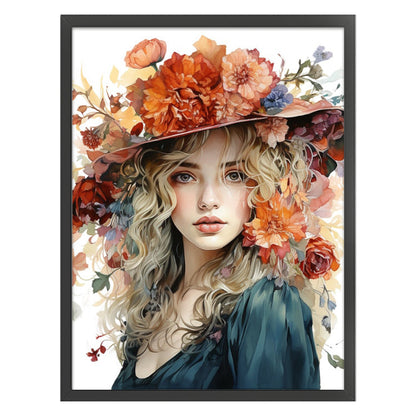 Girl And Flowers - 11CT Stamped Cross Stitch 50*65CM