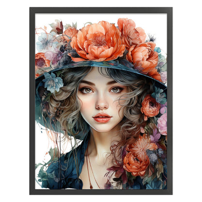 Girl And Flowers - 11CT Stamped Cross Stitch 50*65CM