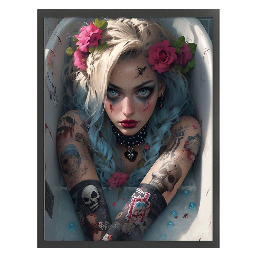 Flowers Tattoo Woman - 11CT Stamped Cross Stitch 50*65CM