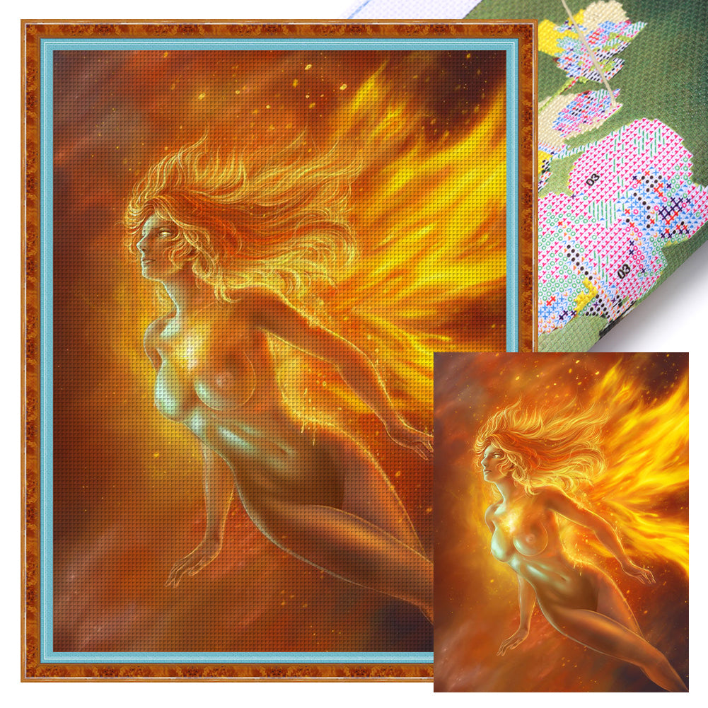 Goddess Of Fire - 11CT Stamped Cross Stitch 40*56CM