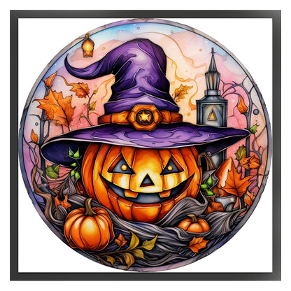 Glass Painting-Halloween Pumpkin - 11CT Stamped Cross Stitch 40*40CM