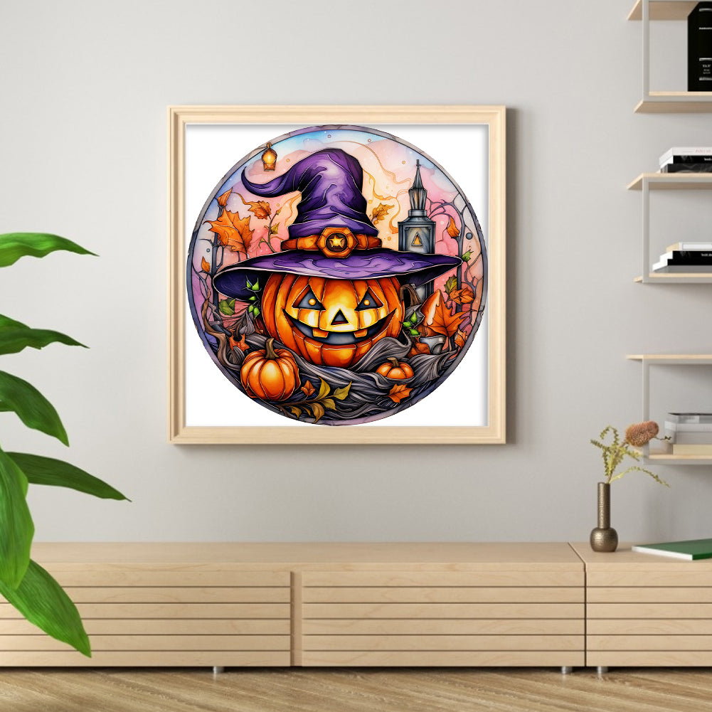 Glass Painting-Halloween Pumpkin - 11CT Stamped Cross Stitch 40*40CM