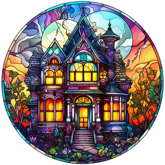 Glass Painting-Halloween Castle - 11CT Counted Cross Stitch 40*40CM