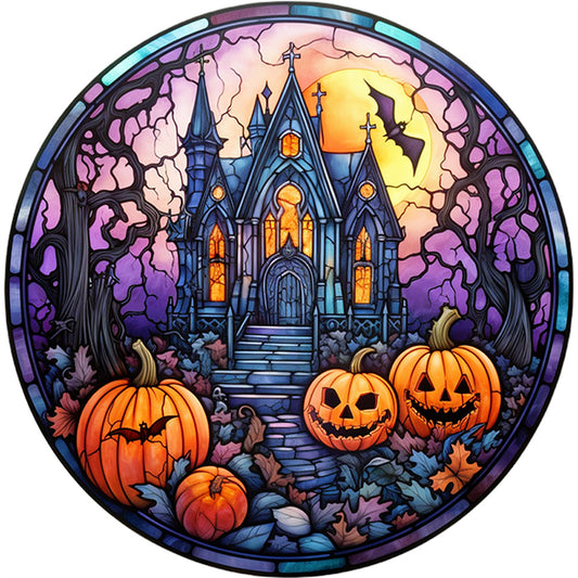 Glass Painting-Halloween Castle - 11CT Counted Cross Stitch 40*40CM