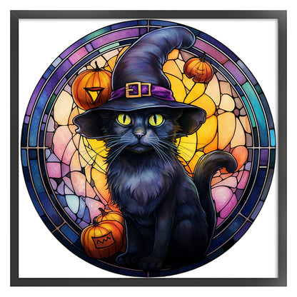 Glass Painting-Halloween Cat - 11CT Counted Cross Stitch 40*40CM