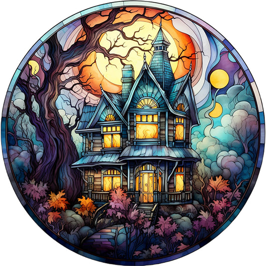 Glass Painting-Halloween Castle - 11CT Counted Cross Stitch 40*40CM