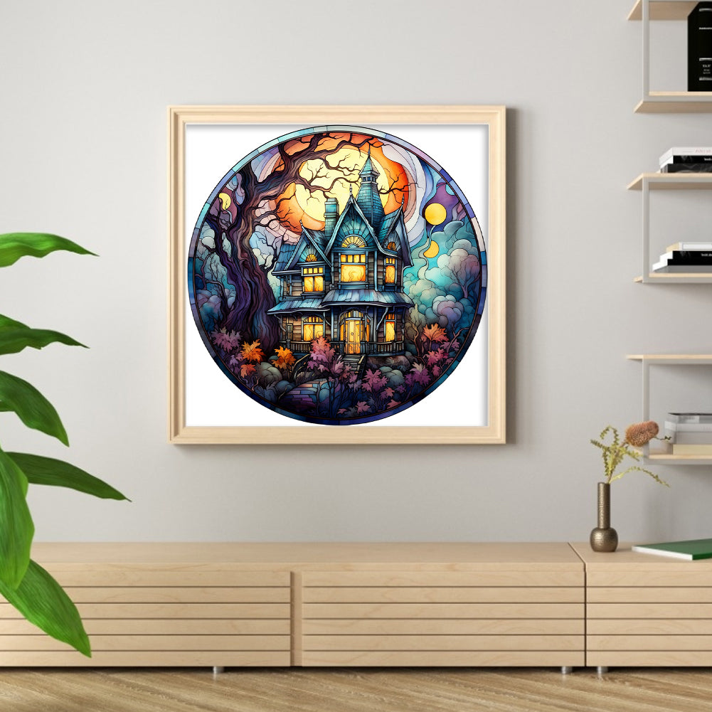 Glass Painting-Halloween Castle - 11CT Counted Cross Stitch 40*40CM