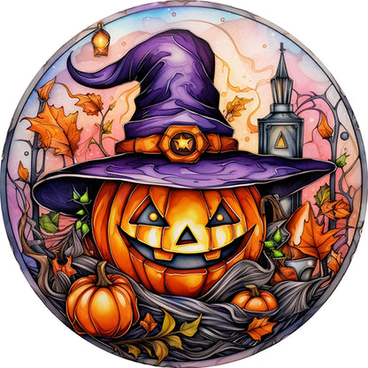 Glass Painting-Halloween Pumpkin - 11CT Counted Cross Stitch 40*40CM