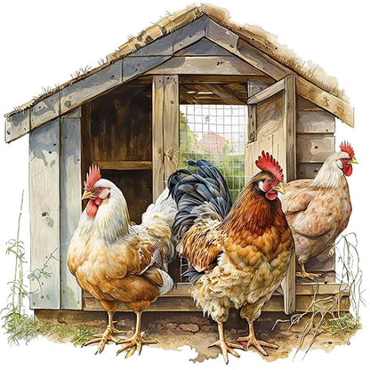 Manor Chicken Coop - 11CT Stamped Cross Stitch 50*50CM