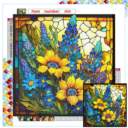 Flower Glass Painting - Full Square Drill Diamond Painting 30*30CM