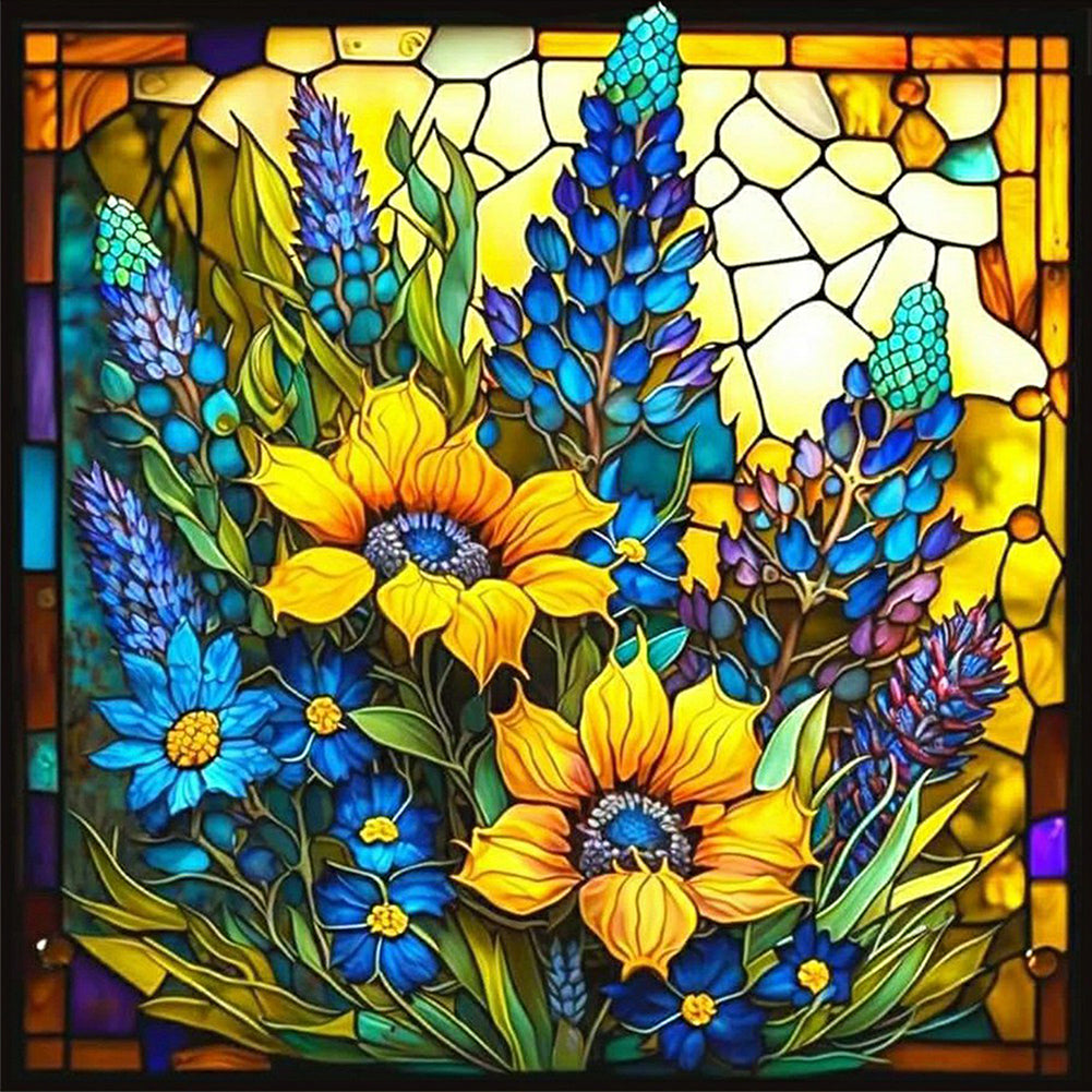 Flower Glass Painting - Full Square Drill Diamond Painting 30*30CM