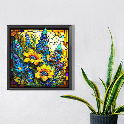 Flower Glass Painting - Full Square Drill Diamond Painting 30*30CM