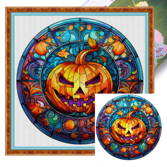 Glass Painting-Pumpkin - 11CT Stamped Cross Stitch 40*40CM