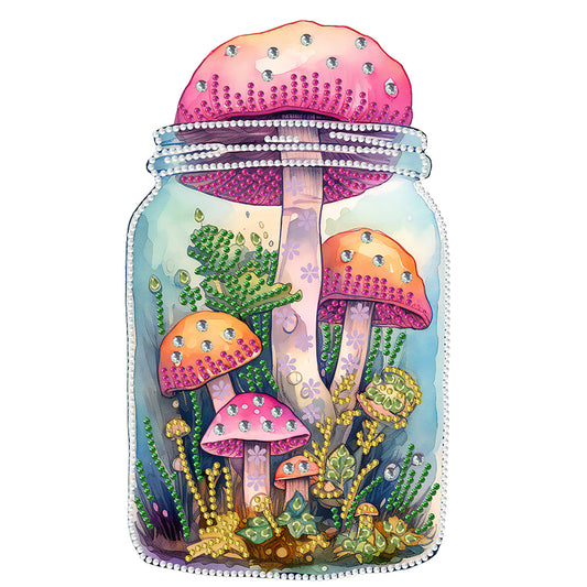 Glass Bottle Mushroom House - Special Shaped Drill Diamond Painting 30*30CM