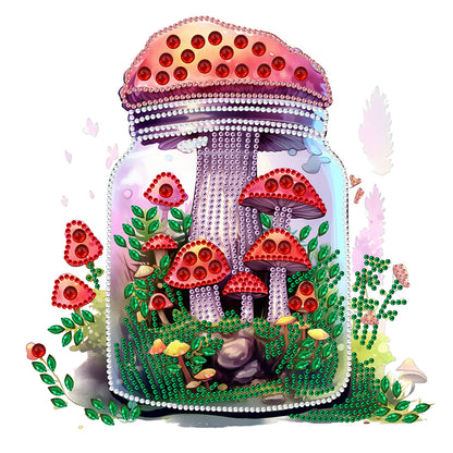 Glass Bottle Mushroom House -  Special Shaped Drill Diamond Painting 30*30CM