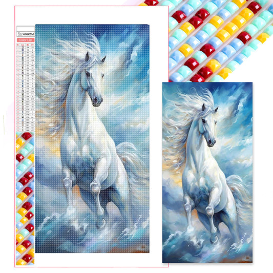 Running White Snow Horse - Full Square Drill Diamond Painting 40*80CM