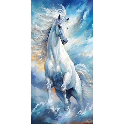 Running White Snow Horse - Full Square Drill Diamond Painting 40*80CM