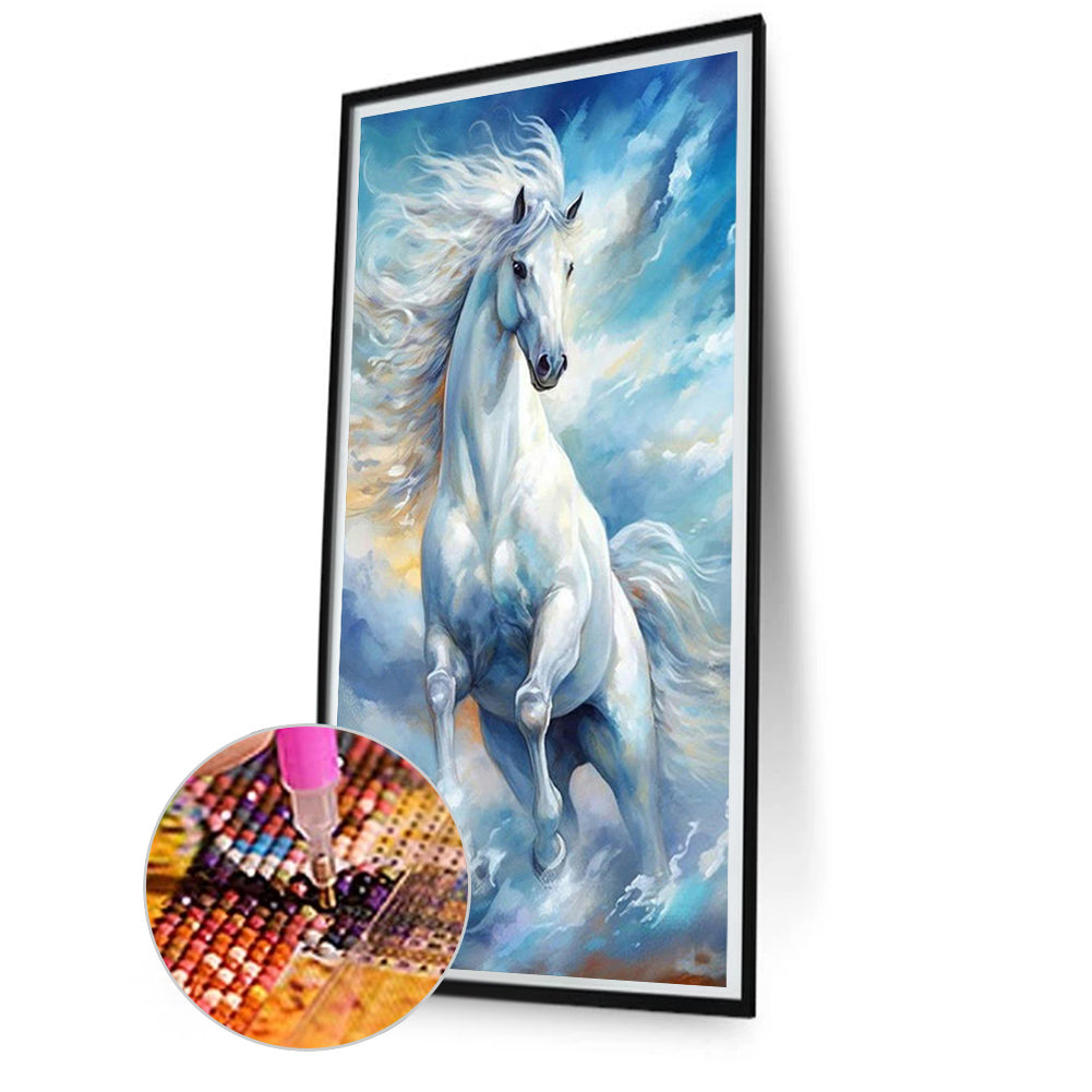 Running White Snow Horse - Full Square Drill Diamond Painting 40*80CM