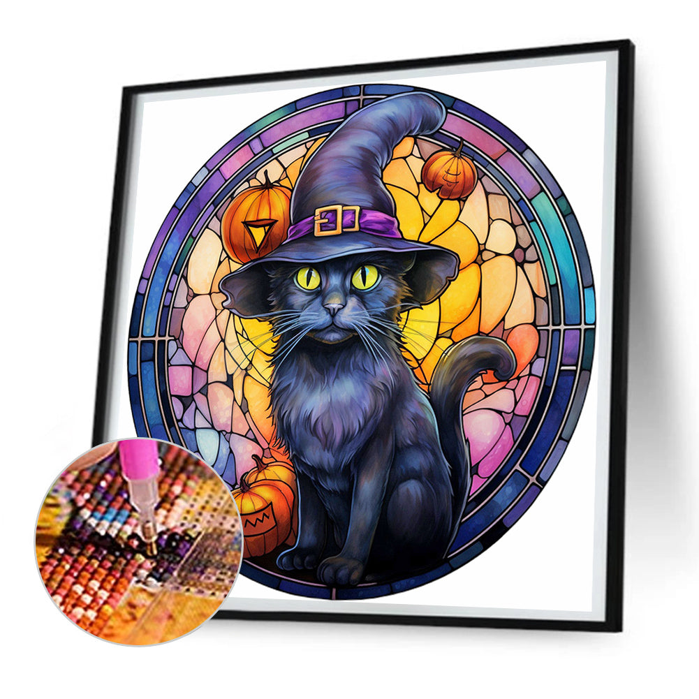 Halloween Horror Atmosphere Glass Painting - Full Round Drill Diamond Painting 30*30CM